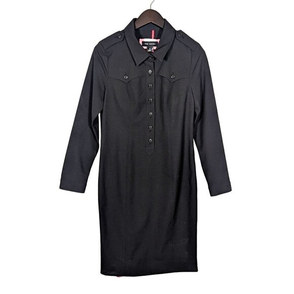 Pink Tartan Canada Black Trench Coat Shirt Dress Size 6 Tab Pockets Long Sleeve - Picture 1 of 7